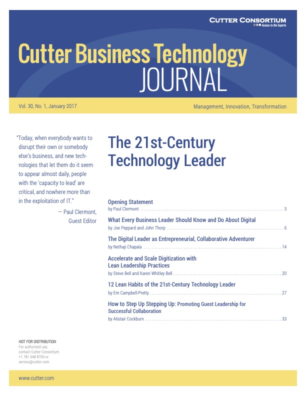 The 21st Century Technology Leader, Cutter Business Technology Journal